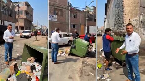 Alcalde del Rímac encara a hombre que regó basura en calle