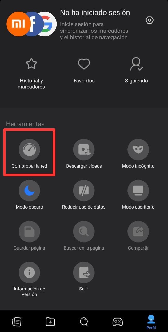 Test de velocidad de Xiaomi.