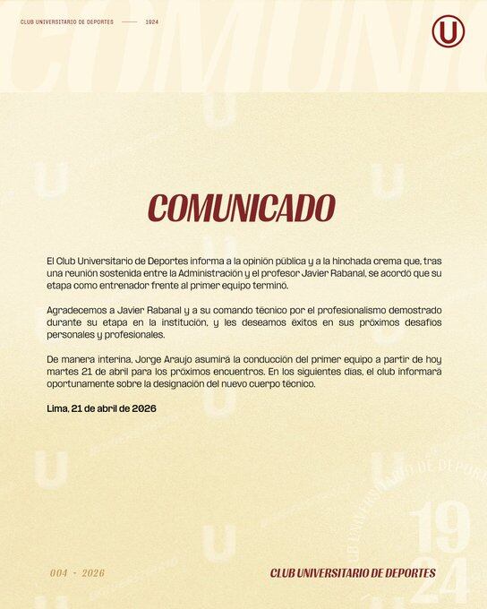 Universitario compartió comunicado con sus seguidores en redes sociales (@Universitario)