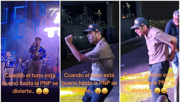 Efectivo del orden bailó al ritmo de cumbia en un concierto. (Foto: @wilmerdavidnolazco / TikTok)
