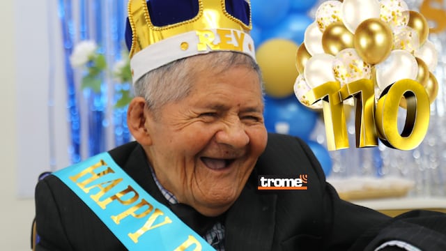 Don Aniceto, abuelito centenario, celebró con sus amigos de Inabif un nuevo año de vida: sus 110 años. (Isabel Medina / MIMP/ Trome).