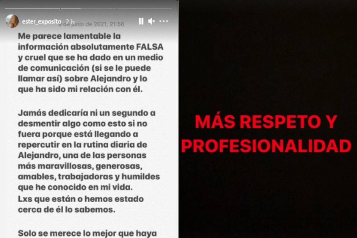 Ester Expósito se pronuncia en Instagram. (Foto: @ester_exposito).