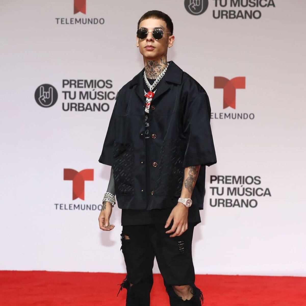 El rapero durante la gala de "Premios Tu Música Urbana 2022" (Foto: Natanael Cano / Instagram)