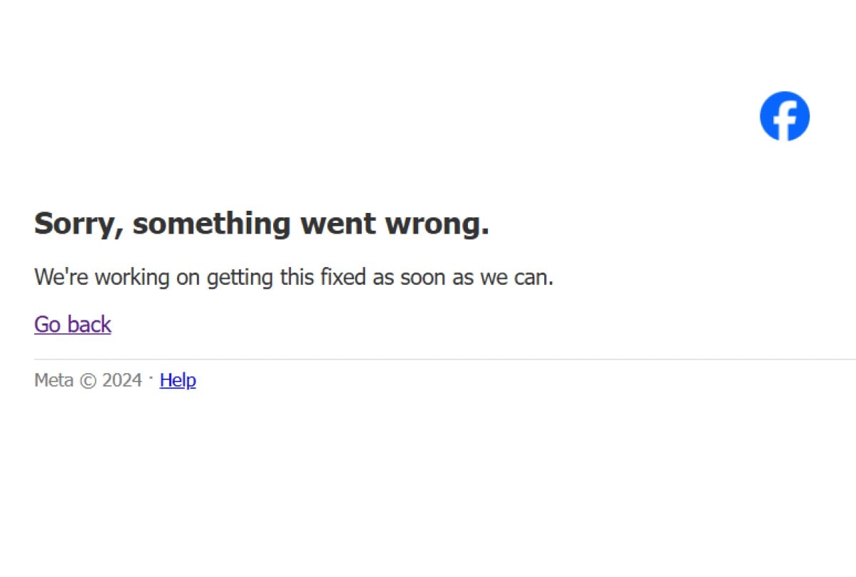 El mensaje de error aparecido este 11 de diciembre en Facebook.