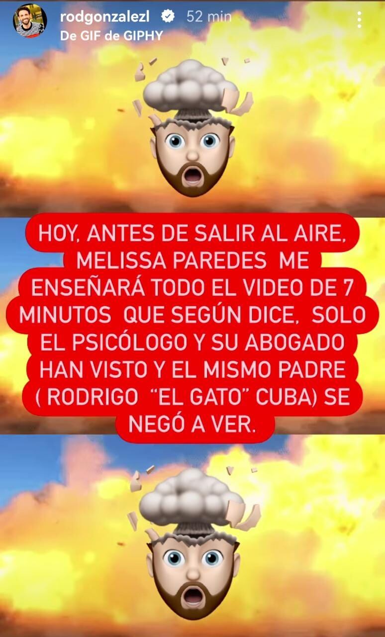 Rodrigo González reveló que Melissa Paredes le enseñará el video de la prueba de su acusación contra Rodrigo Cuba.