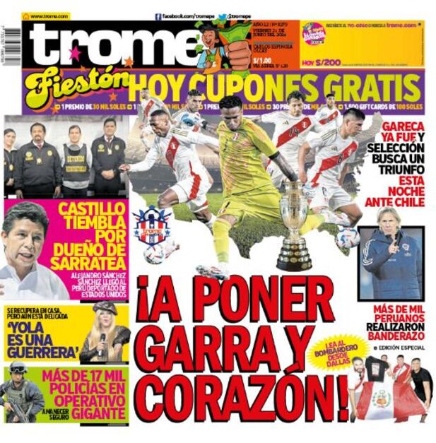 Portada impresa de Trome del viernes 21 de junio de 2024