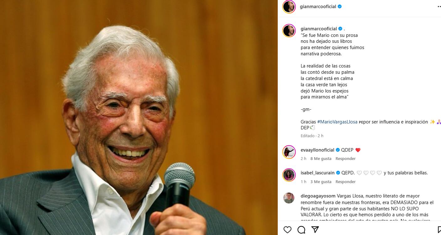Gian Marco le dedica un verso a Mario Vargas Llosa.