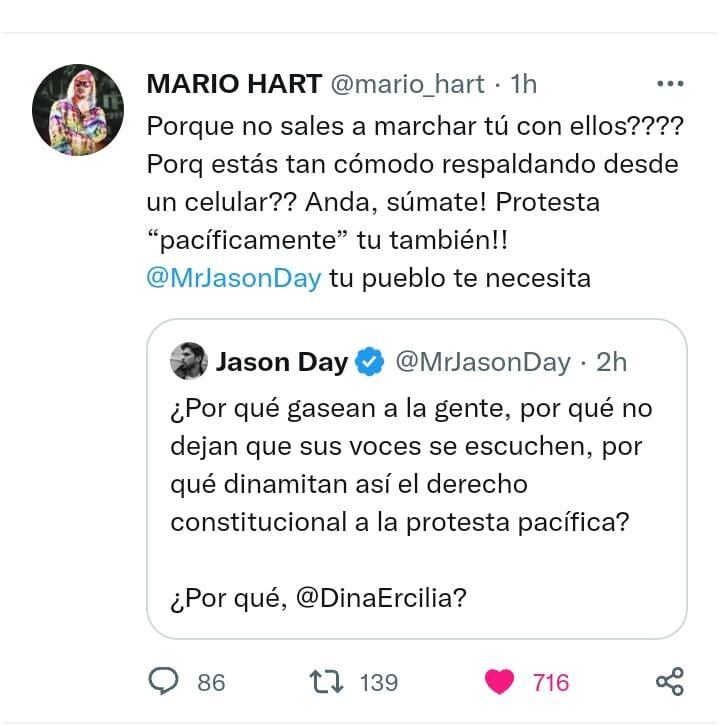 Mario Hart le pide a Jason Day que marche. (Foto: Twitter).
