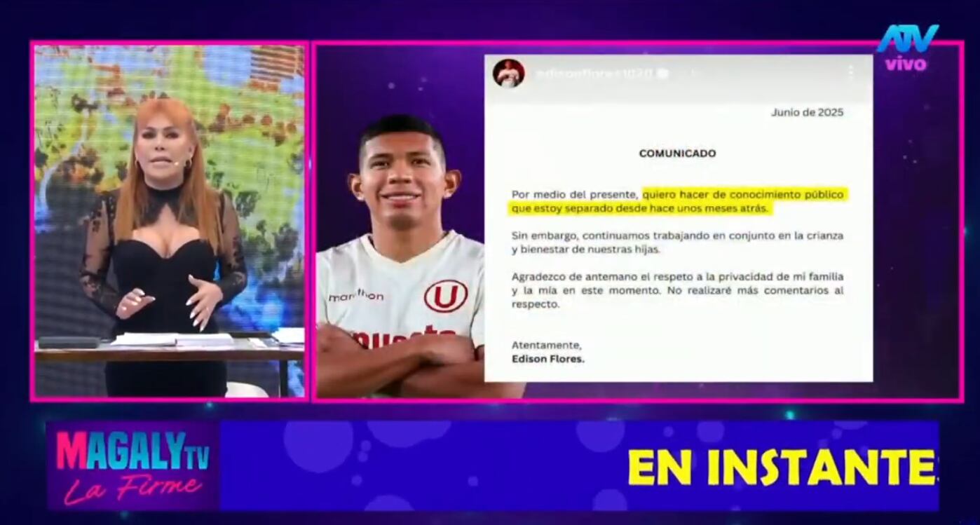 Magaly Medina habla del comunicado de Edison Flores anunciando separación de Ana Siucho.