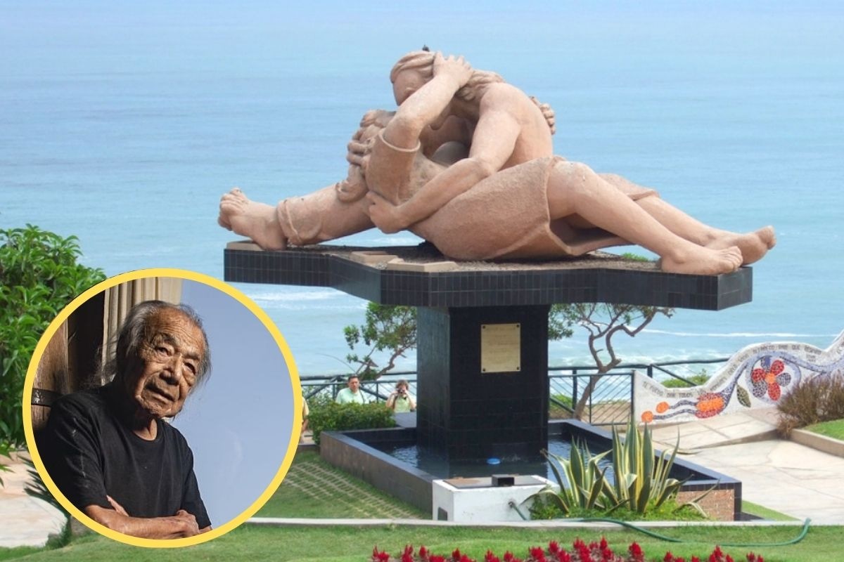 Víctor Delfín y su icónica escultura.