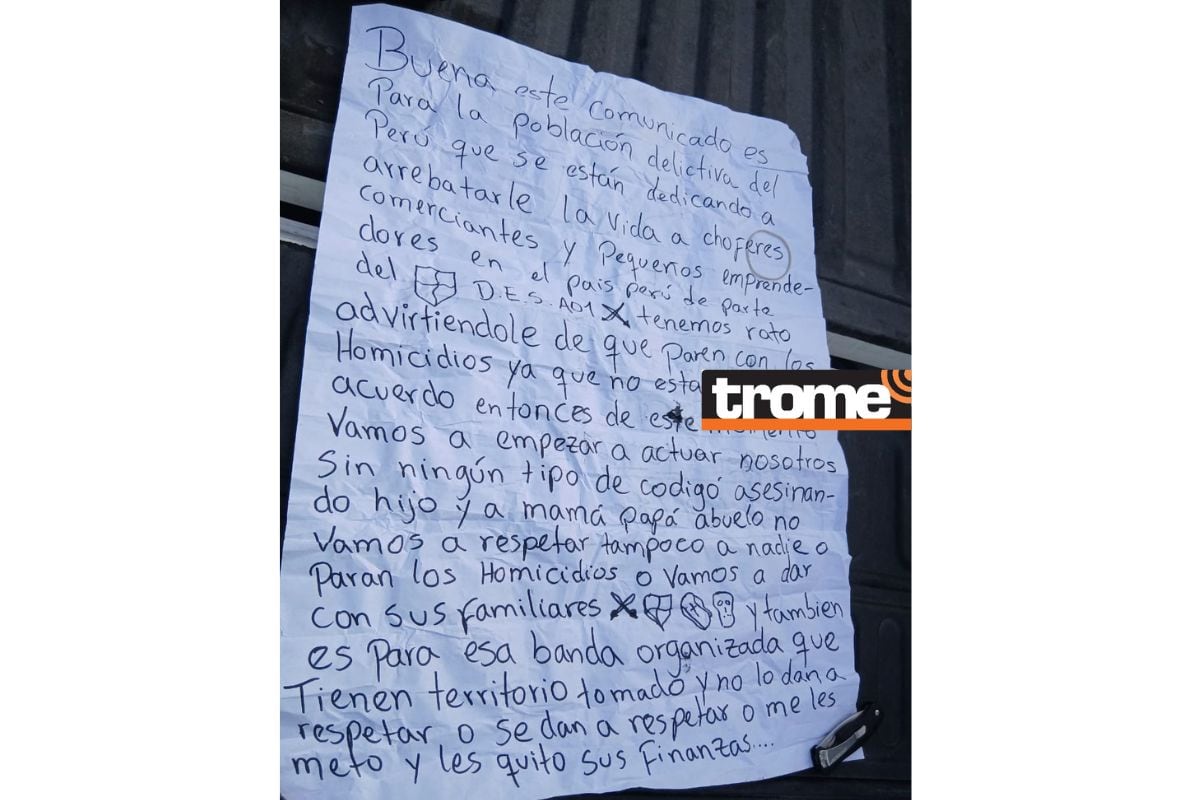 El mensaje que dejaron los sujetos en moto.