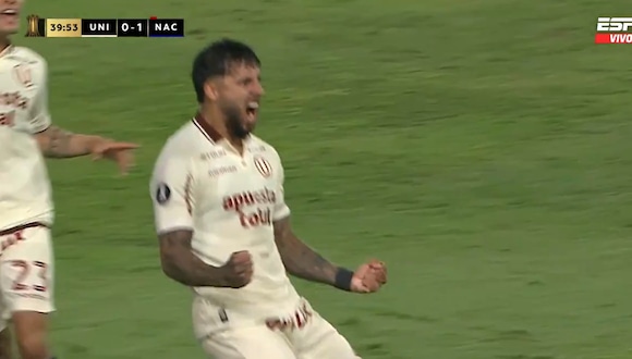 Gol de Caín Fara para el 1-0 de Universitario vs. Nacional de Uruguay. (Video: ESPN)