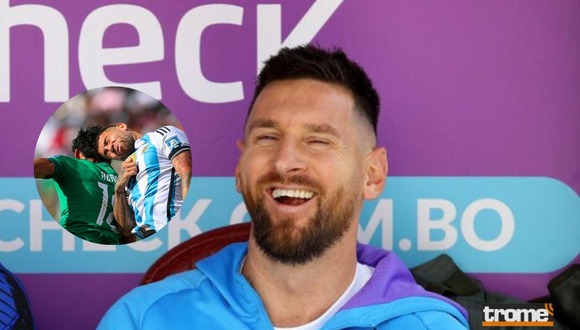 Lionel Messi vio el triunfo de Argentina ante Bolivia desde un lado del campo (Foto: TyC Sports)