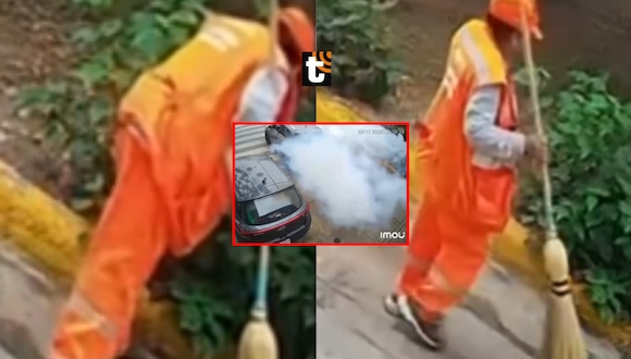 TROME - ¡Impactantes imágenes! Trabajadora de limpieza se salva tras detonación de explosivo en Surco