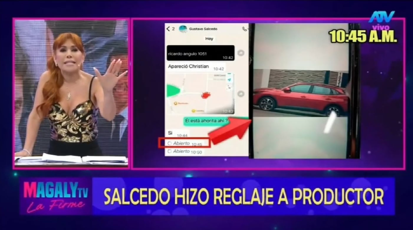 Magaly muestra lo que le escribió Gustavo Salcedo a uno de sus investigadores, a fin de buscar al productor, sin embargo, no le prestaron atención.