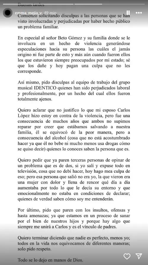 Hermana de Evelyn Vela se pronuncia. (Fuente: Instagram)