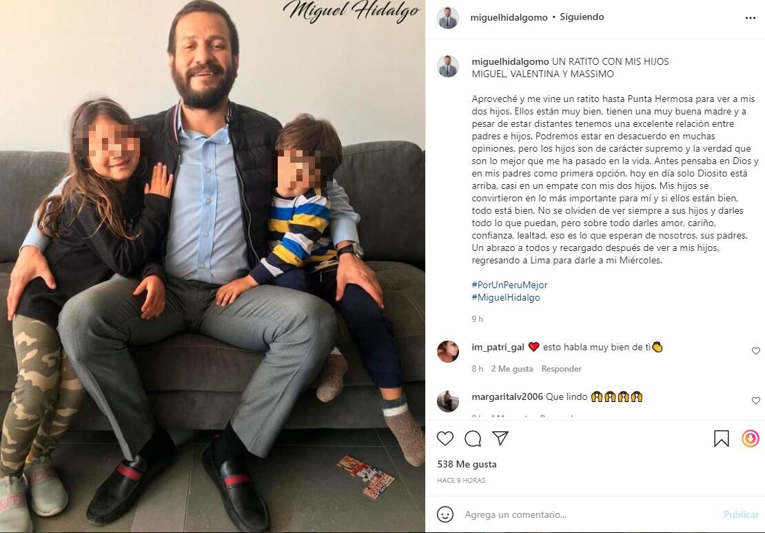 Miguel Hidalgo le dedicó un extenso mensaje a sus hijos y también habló de Tilsa Lozano. (Foto: @miguelhidalgomo)
