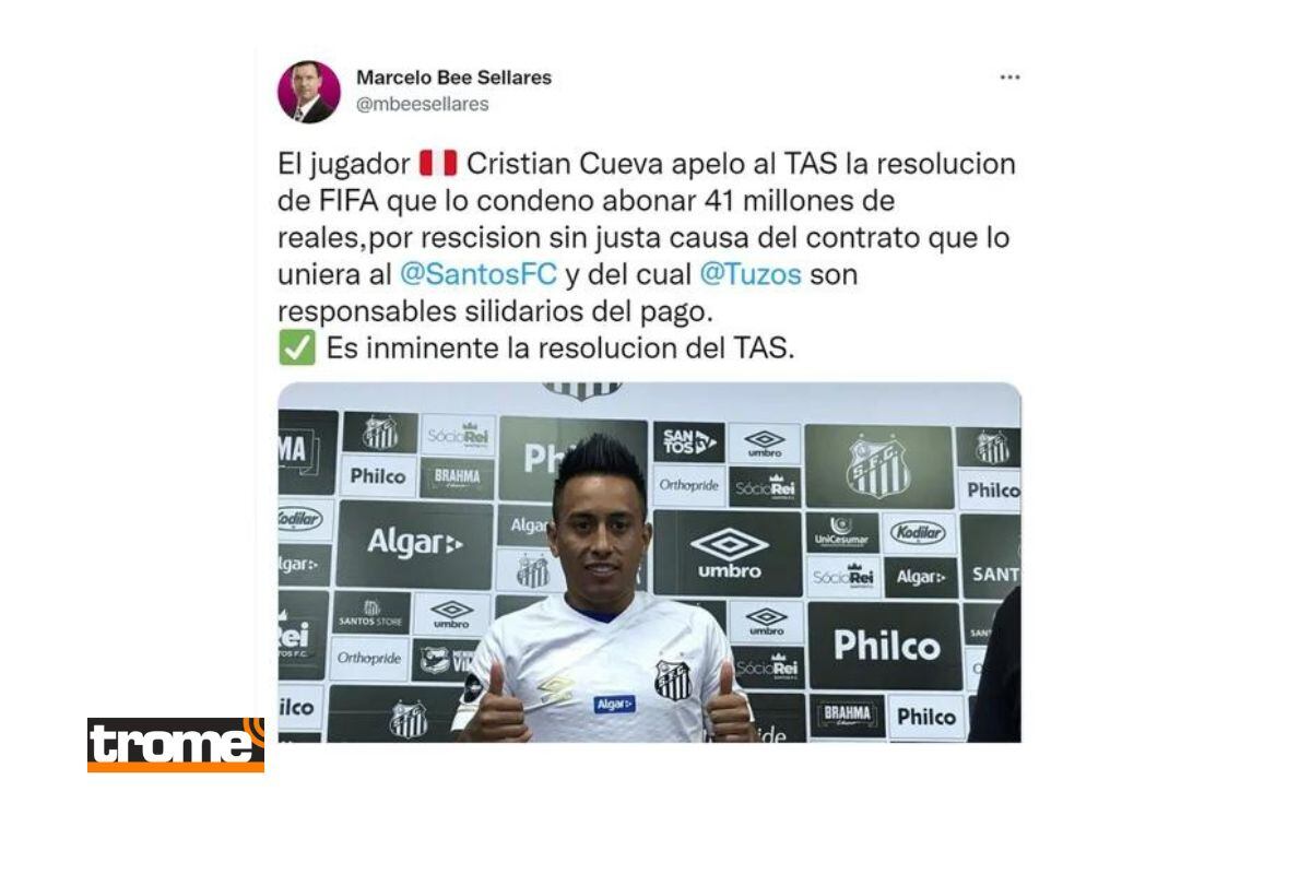 Especialista de Brasil confirmó situación de Christian Cueva con Santos FC (@mbeesellares)