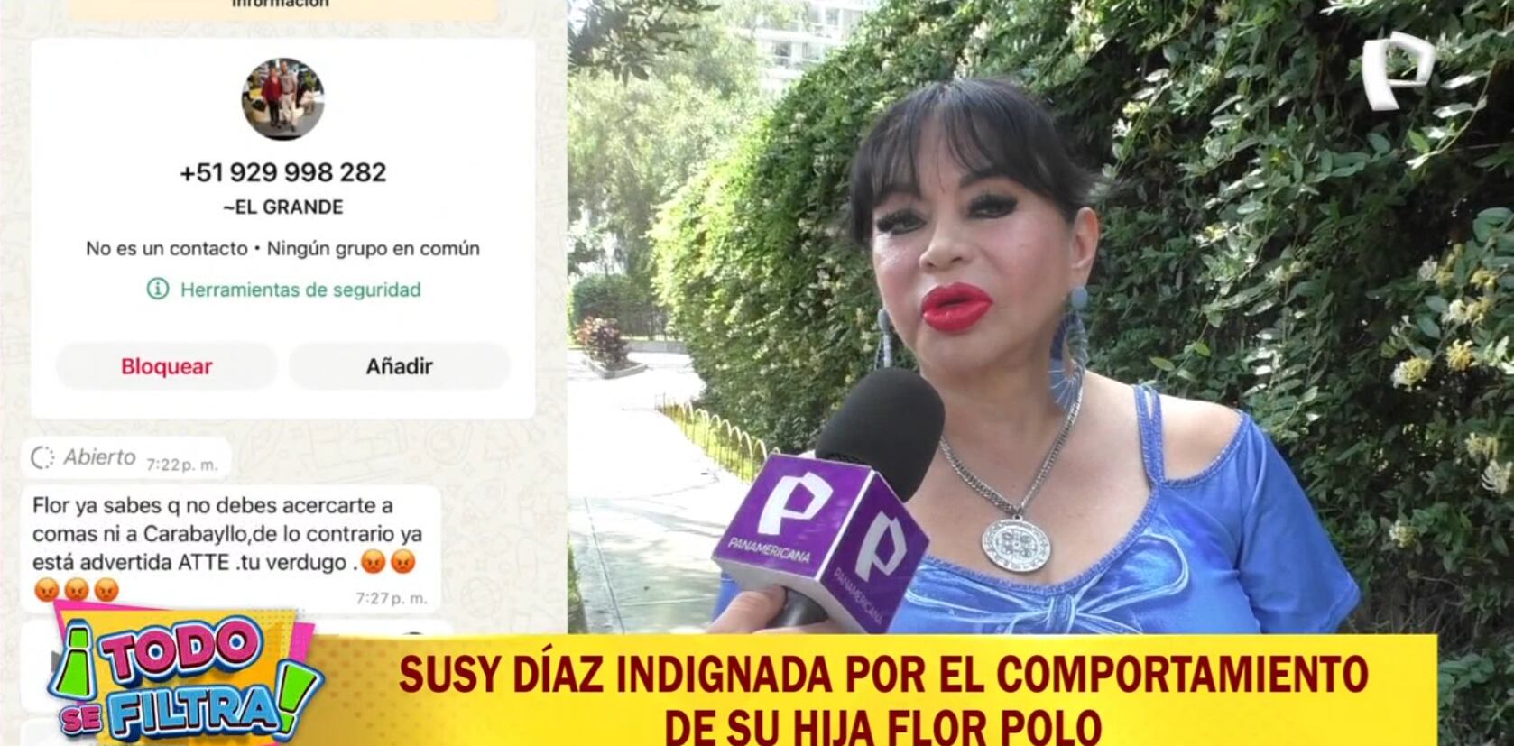 Susy Díaz preocupada por amenazas a su hija Florcita Polo.