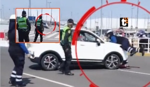 ¡Se dio a la fuga! Conductor atropella a policía y arrolla a fiscalizador de la ATU en el aeropuerto