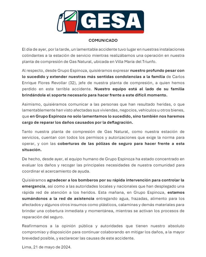 Estación GESA comunicado.