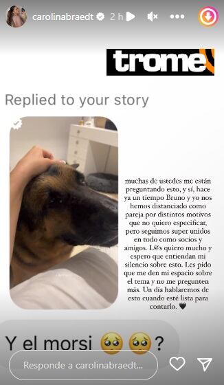 Carolina Braedt anuncia su separación.