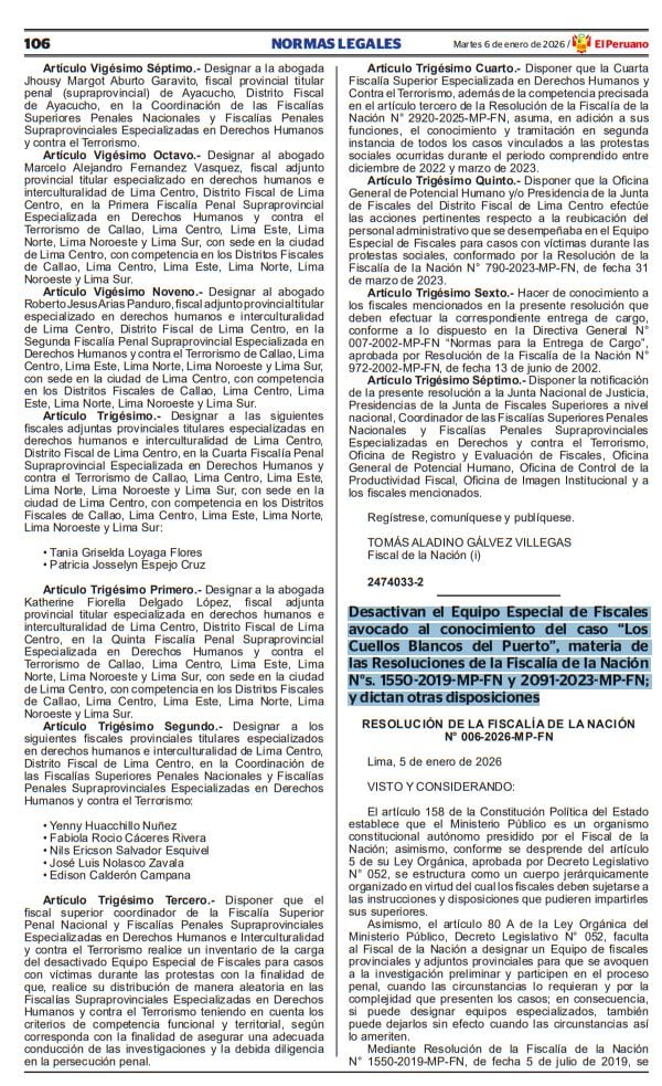 Desactivan equipo especial Los Cuellos Blancos del Puerto, donde estuvo investigado Tomás Gálvez.