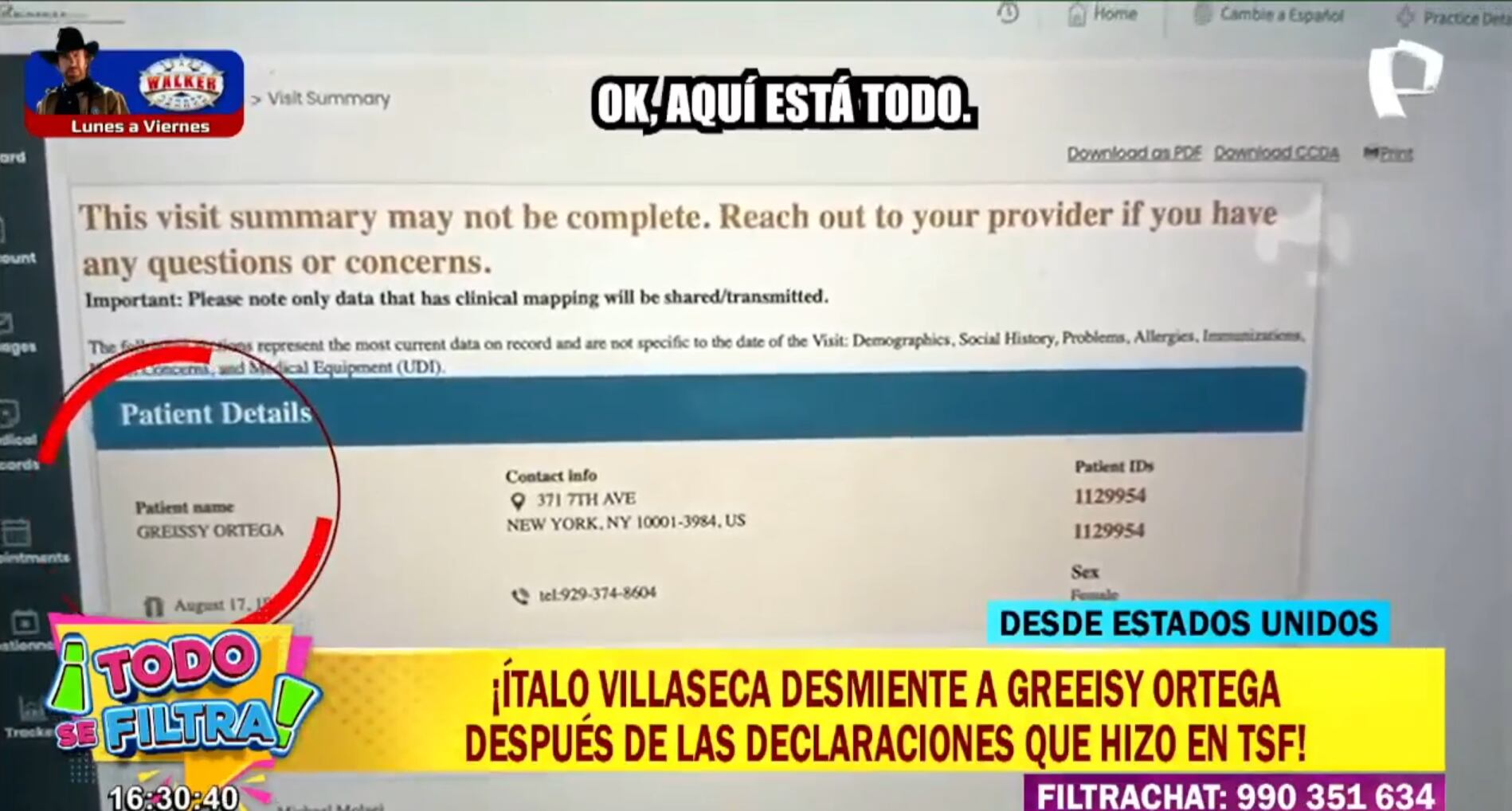 Expareja de Greissy Ortega muestra pruebas del aparente aborto.