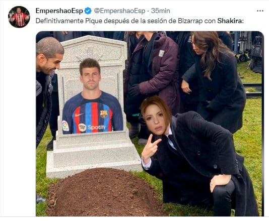 Fans de Shakira reaccionan tras el estreno de su nueva canción, donde Piqué es el blanco de burlas. (Foto: Twitter).