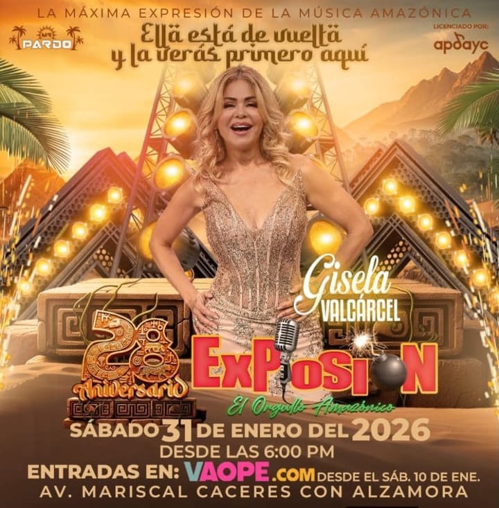 Gisela Valcárcel estará en el aniversario de Explosión de Iquitos este 31 de enero.