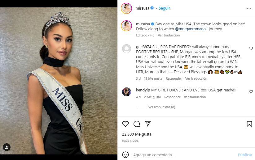 Morgan Romano, de 25 años, será quien tome el lugar de R’Bonney Gabriel. (Foto: Instagram)