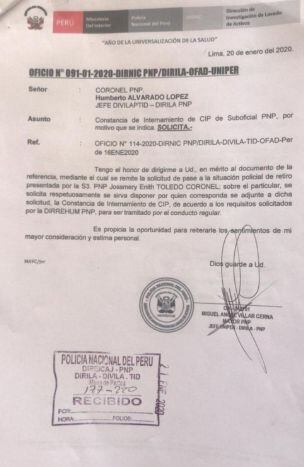 Jossmery Toledo solicitó su pase a retiro de la Policía Nacional del Perú. (PNP)