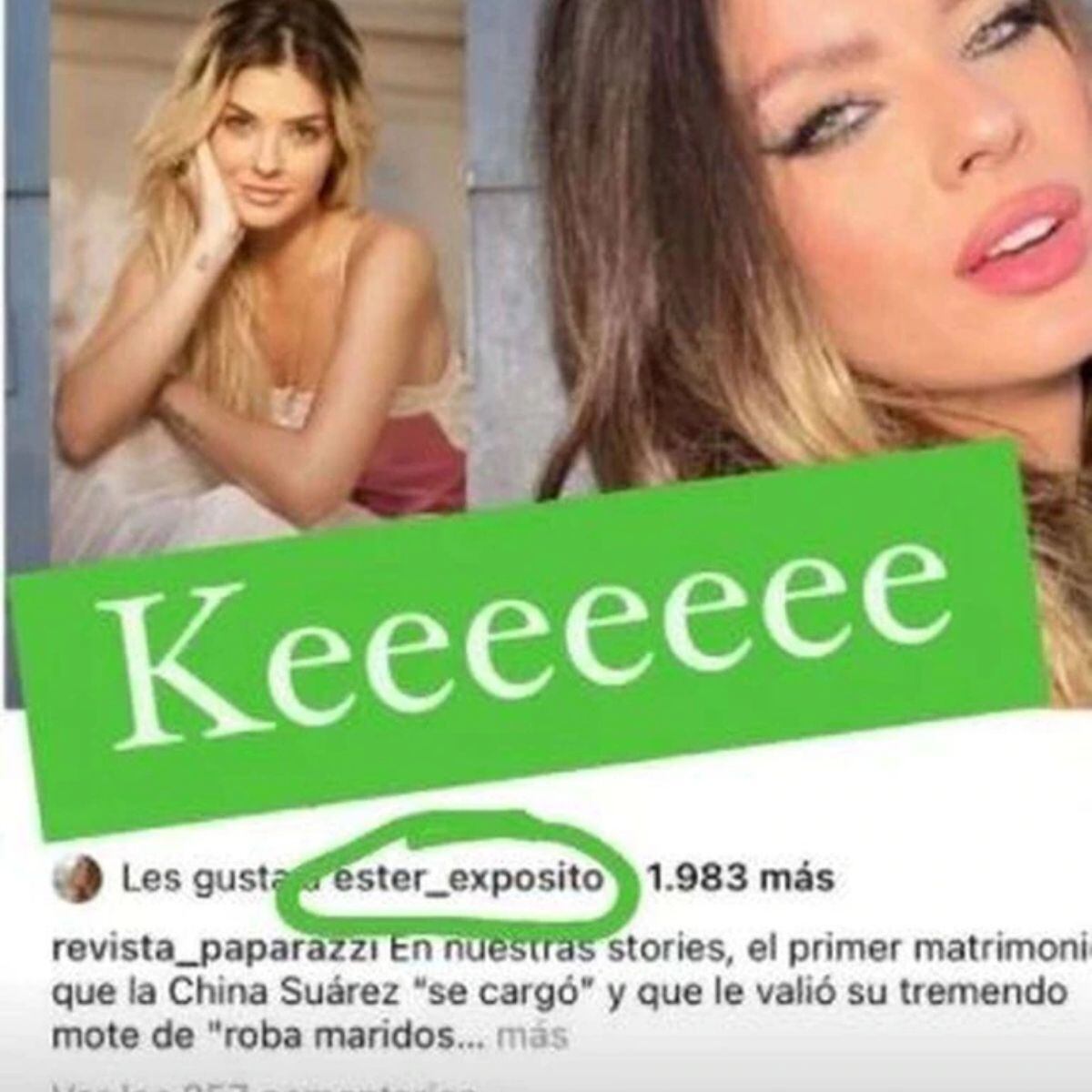 El like de Ester Expósito contra 'La China' Suárez (Foto: Vicky Braier / Instagram)
