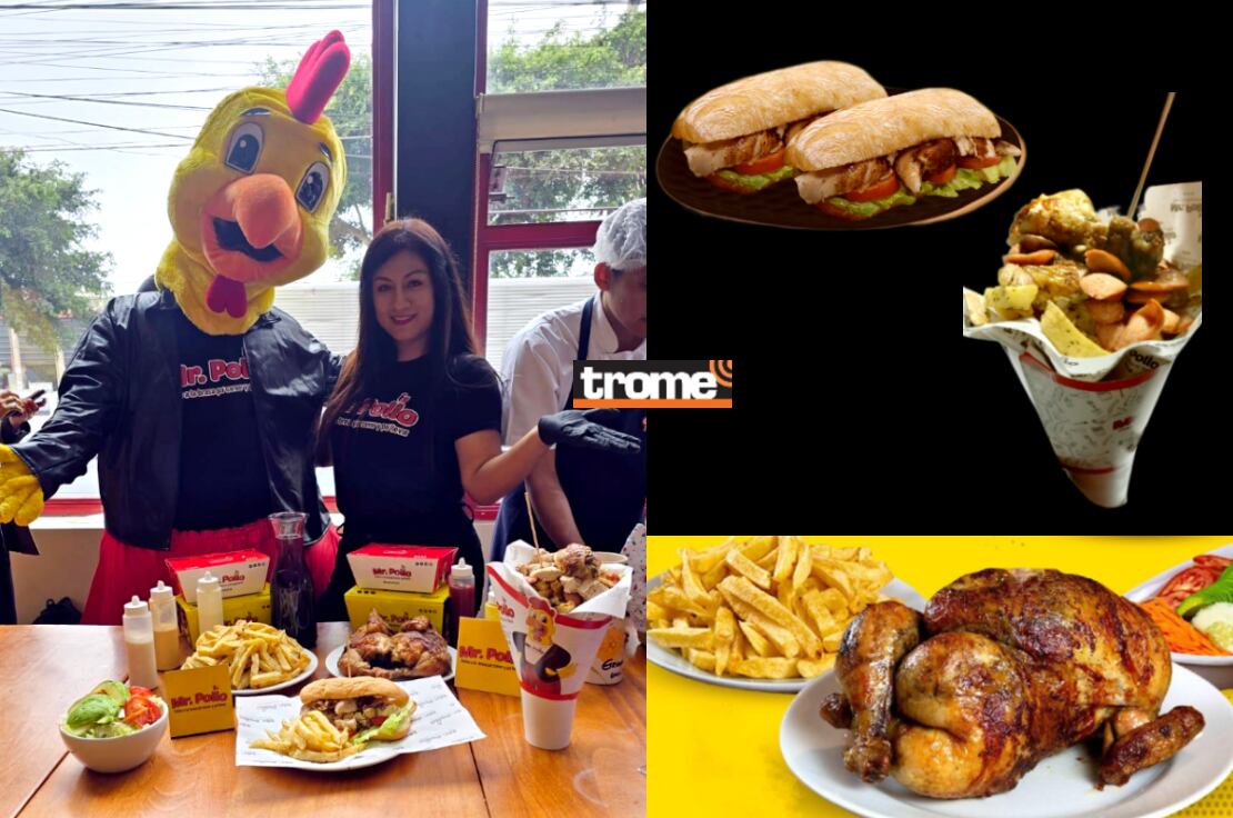 El pollo a la brasa tradicional, también en presentaciones de cono y en sánguche con Mr. Pollo. (Entrevista y foto compos.:Isabel Medina / Trome).