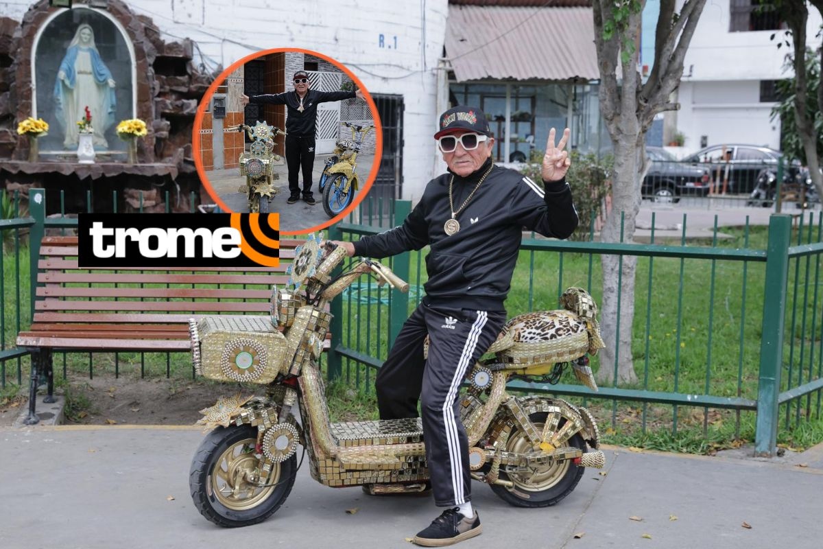 ‘Abuelito de la moto de oro’ ya tiene nueva joyita y la terminó de tunear en tres meses. Foto: HUGO PEREZ/Trome.