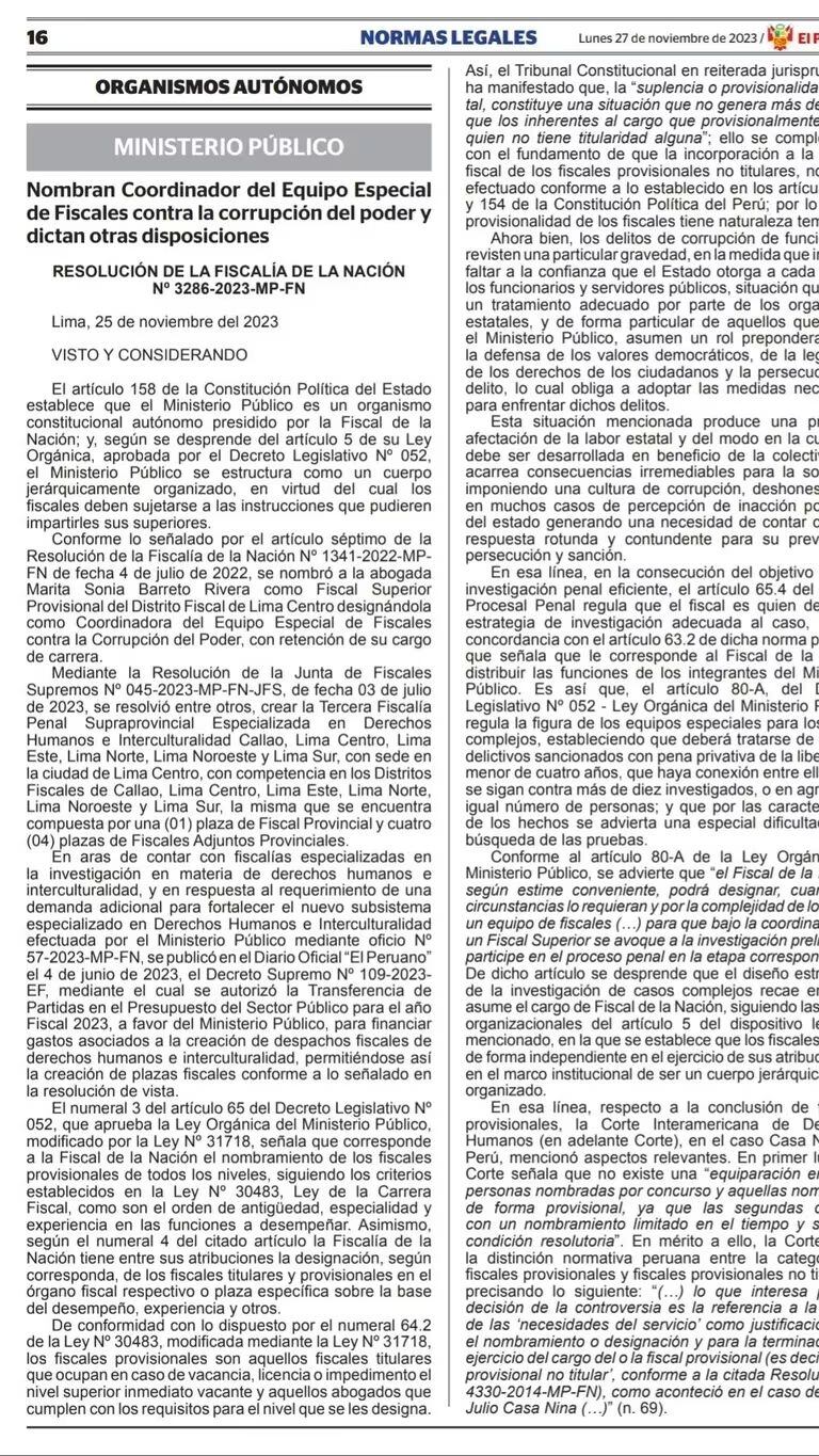 Resolución de El Peruano