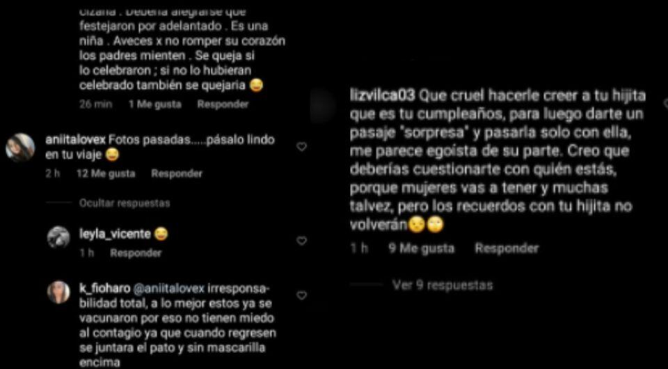 Comentarios en contra de Said Palao. Fuente: Instagram