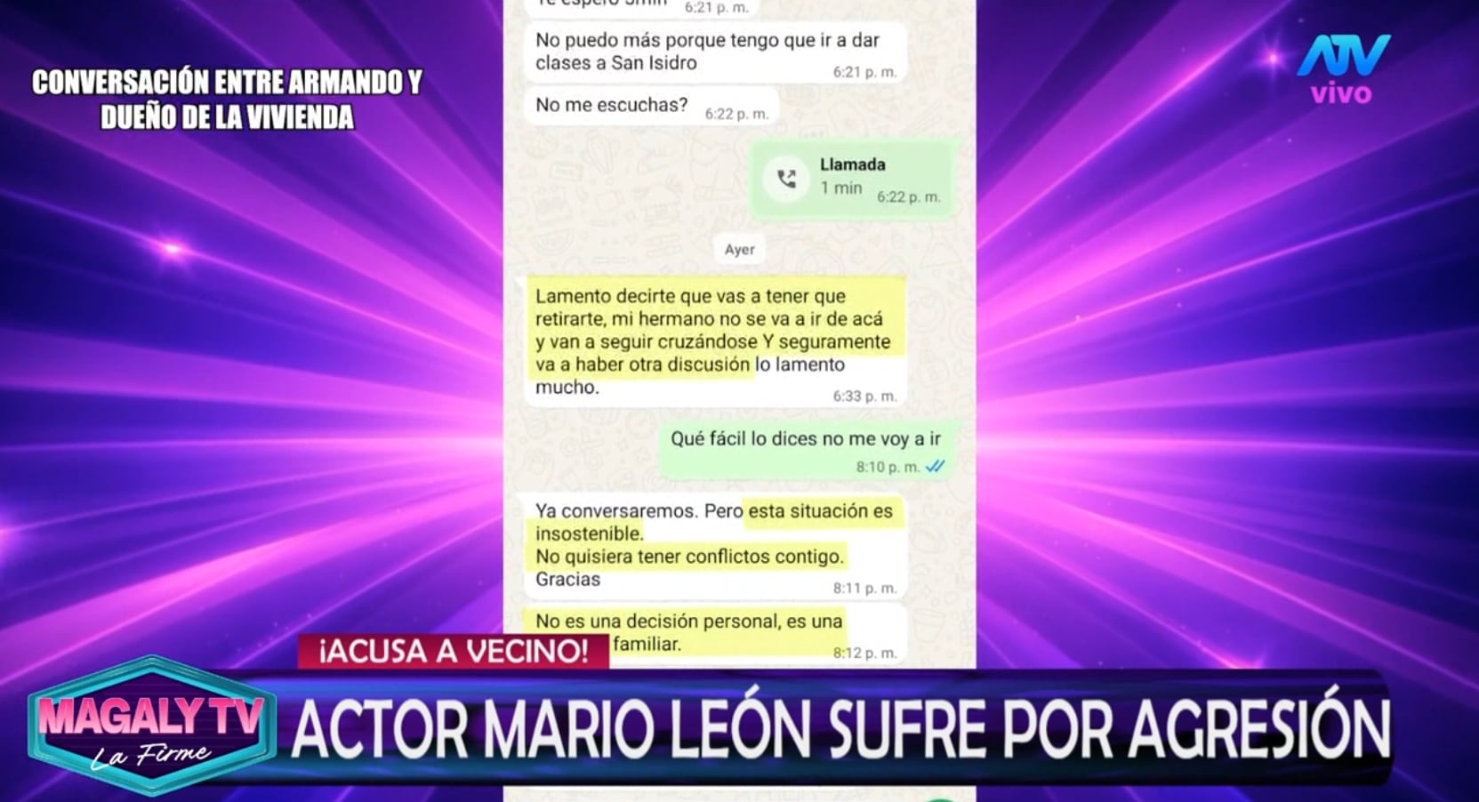 Dueño de quinta le pide a Mario León, Armandito de 'Mil Oficios', dejar su inmueble pese a que el actor fue agredido por su familiar.
