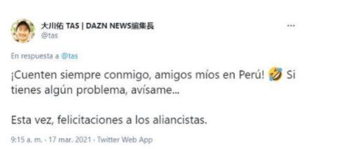 'TAS' felicitó a Alianza Lima por la resolución favorable.