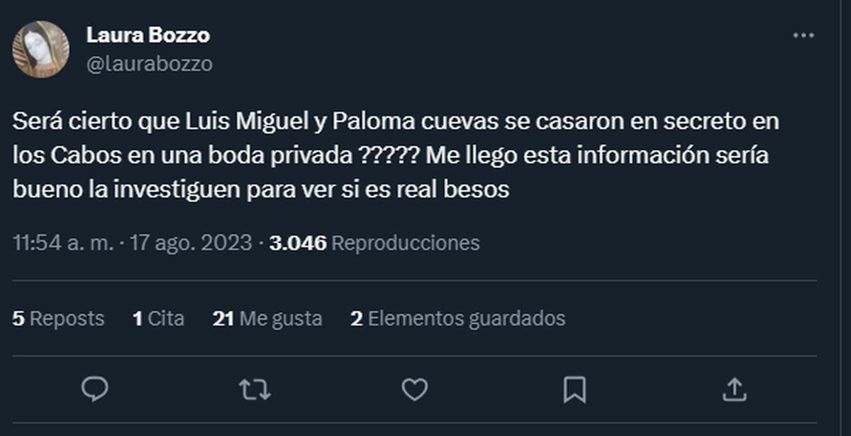 El tuit de Bozzo que encendió la polémica y rumores (Foto: Laura Bozzo / Twitter)