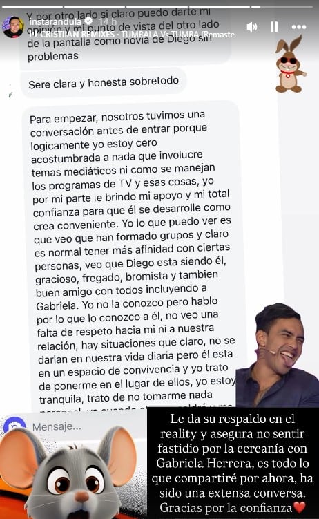 Novia de Diego Chávarri habla de Gabriela Herrera.