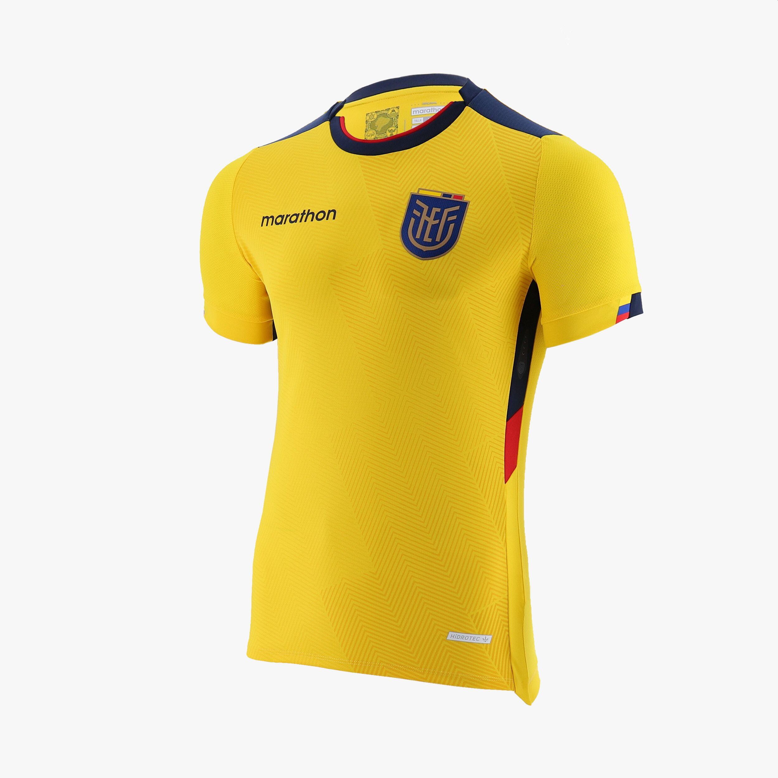La camiseta principal de Ecuador para el Mundial Qatar 2022. (Foto: Marathon Sports)