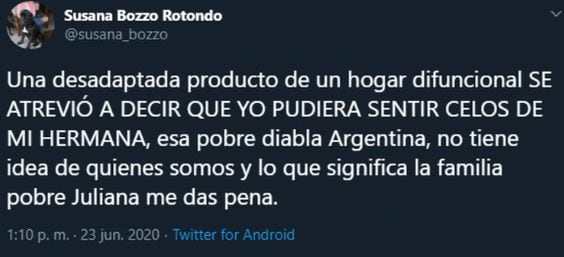 Hermana de Laura Bozzo arremetió contra Juliana Oxenford. (Twitter)
