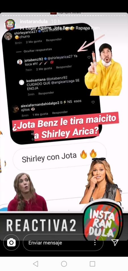 Jota Benz le mandó un mensaje a Shirley Arica. (Instagram)