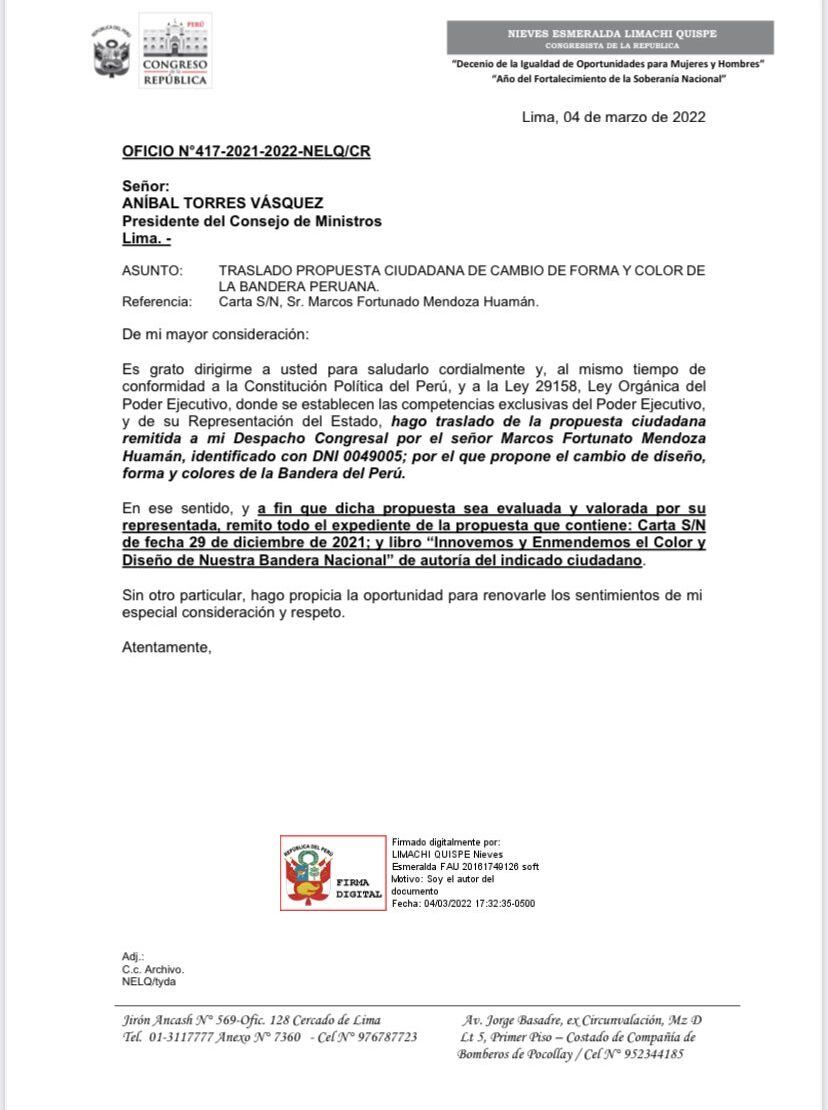 Congresista ex Perú Libre presenta propuesta para cambiar diseño de la bandera del Perú