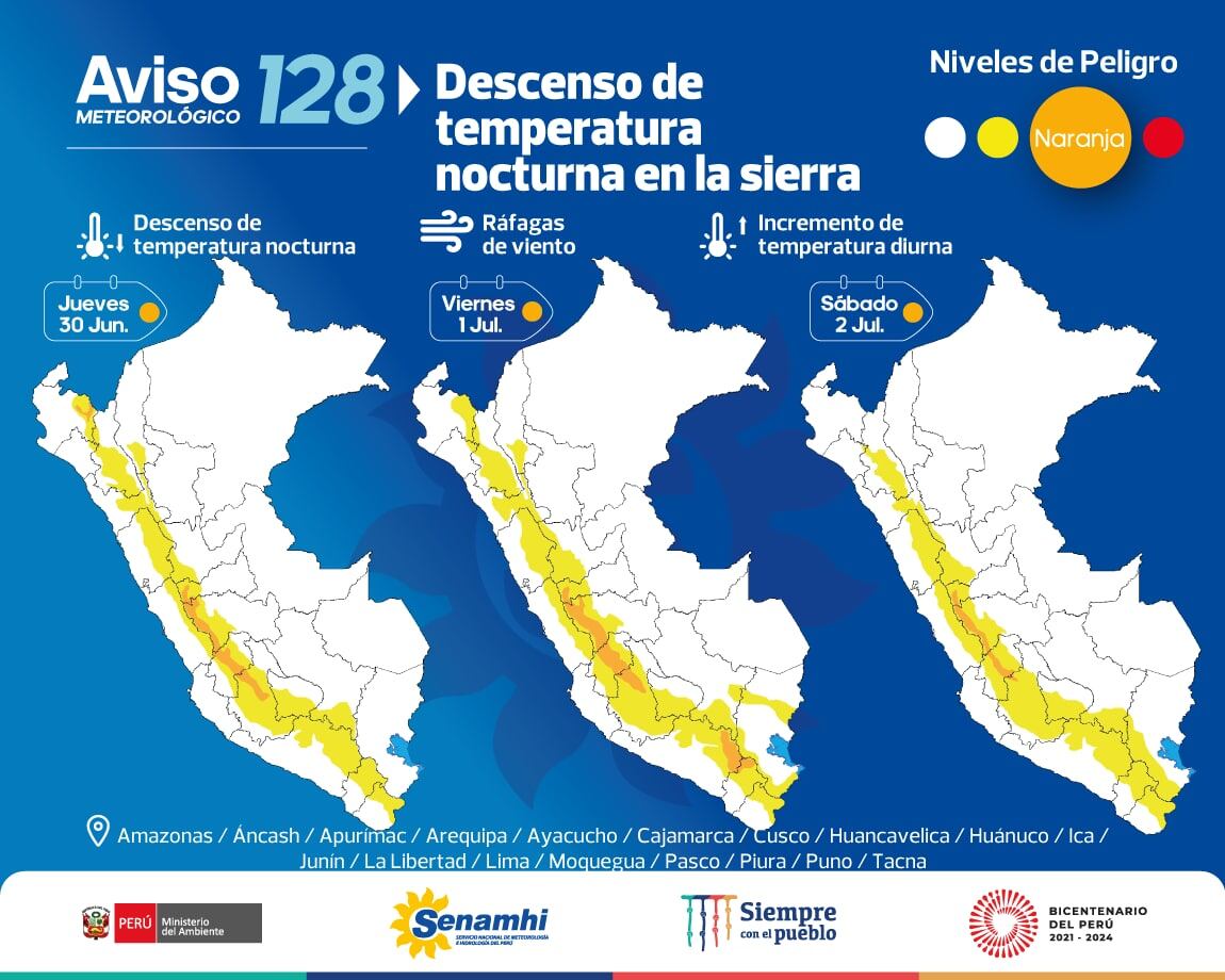 Del 30 de junio al 2 de julio, se registrará el descenso de las temperaturas nocturnas en la sierra. Foto: Senamhi
