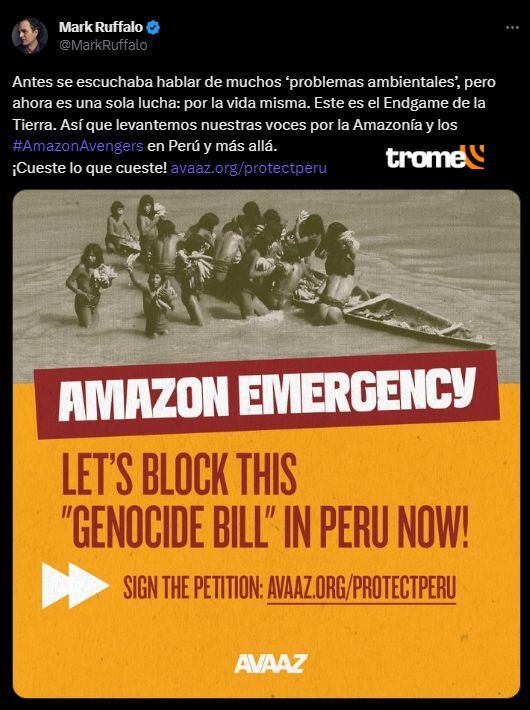 Mark Ruffalo y su poderoso mensaje en Twitter.