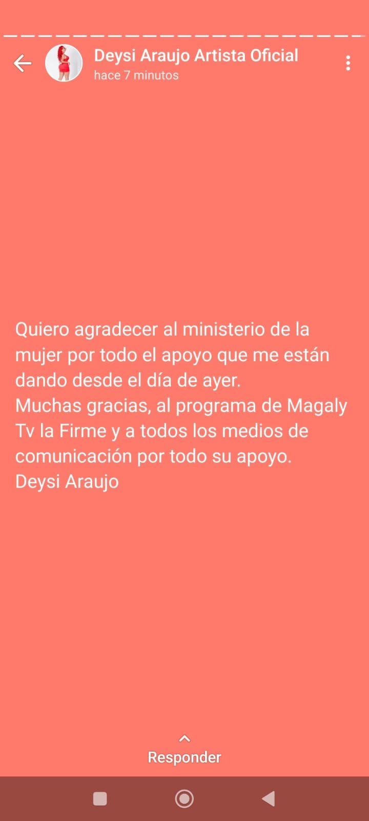 Deysi Araujo agradece apoyo