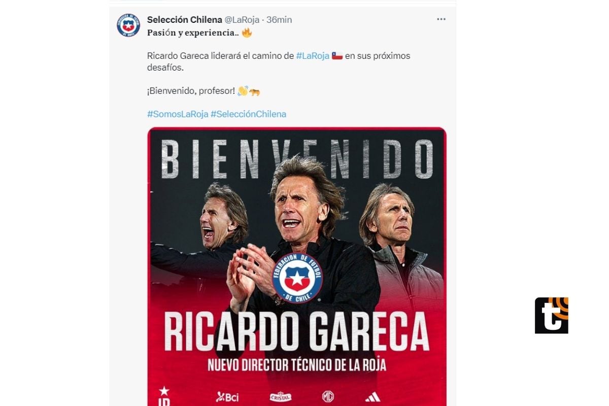 ANFP anunció la llegada de Ricardo Gareca y le dio la bienvenida (@lLaRoja)