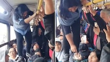 ¡Como Spider-Man! Cobradora trepa por el techo de un bus lleno para cobrar los pasajes